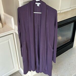 Athleta Long Open Front Purple Cardigan XS
